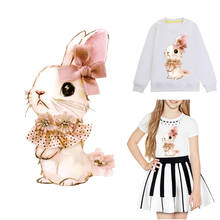 Нашивки «сделай сам» с милым Кроликом, наклейки с животными, значки, термоклейкие переводки для одежды, значки, аппликации для женщин, детей, модные нашивки 2024 - купить недорого