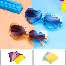 Óculos de sol infantil com coração, óculos retrô com flor fofa, rosa e vermelho para meninos e meninas, óculos de sol para bebês, moda 2021 2024 - compre barato