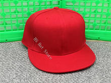 2020 solid blank new full close hip hop cap whole closure women men's size flat brim bill baseball cap fitted hat  all red 2024 - buy cheap