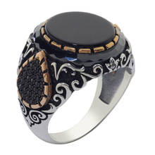 925 prata esterlina preto ônix pedra anel masculino com gota figura anel para homem pedra preciosa onyx anel exclusivo 2024 - compre barato