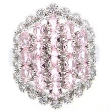 26x20mm Anniversary Created 6.9g Pink Kunzite Wedding Ladies Daily Wear Silver Rings Eye Catching 2024 - buy cheap