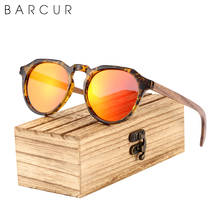 BARCUR Polarized Brand Design BARCUR Walnut Wood Temple Women Sunglasses Retro Round Plastic Frame Men Glasses UV400 2024 - buy cheap