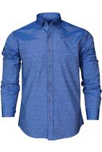 Camisa social masculina de manga comprida com estampa, camisa azul de marca para homens com estampa slim fit, camisa casual de bolinhas e de marca para negócios 2024 - compre barato