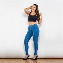 Melody wear empurrar para cima jeans céu azul jeggings magro de fitness para calças de brim femininas damskie lápis 2024 - compre barato