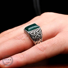 Ágata Aqeeq anillo de plata 925 para hombre Joyería para hombre estampada con sello de plata 925, todos los tamaños disponibles 2024 - compra barato