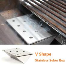 BBQ Durable Stainless Steel Gas Grill V-Shaped Wood Chip Smoker Box For Gas Grill Garden Flavor Wood Chips Barbecue Accessories 2024 - buy cheap