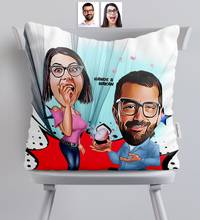 Personalized Marriage Proposal Caricature Of Satin pillow-1 Custom Design Personalized Picture Photo Gift options 2024 - buy cheap