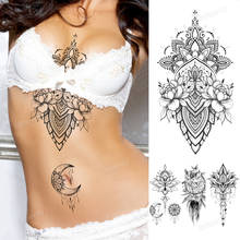 Tatuaje sexy para mujer, tatuaje de esternón, mandala, henna, flores de encaje, tatuaje debajo del pecho, pegatina impermeable, Egipto, indio 2024 - compra barato