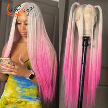 Highligt-Peluca de cabello humano de 40 pulgadas, postizo de encaje Frontal transparente, 13x6, color rosa, Hd, 13x4, 613 2024 - compra barato