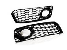 Black Honeycomb Open Vent S-Line Bumper Front Fog Light Grille (Black/Chrome Ring) For Audi A5 S5 8T 2024 - buy cheap