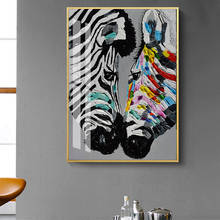 Quadro de pintura abstrata de parede, moderno, colorido, animais, zebra, impressão, poster e impressões, imagens de arte de parede para sala, decoração de casa 2024 - compre barato