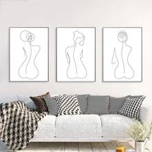 Pôsteres femininos minimalistas, uma linha, forma traseira, impresso, nude, ass, mulher, figura corporal, parede, galeria, arte, pintura de tela, decoração de parede de casa 2024 - compre barato