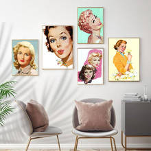 Quadro de pintura vintage feminino, quadros retrô para decoração da parede 2024 - compre barato