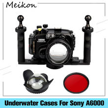 Meikon-funda impermeable para cámara subacuática, 40M, bolsa para cámara Sony A6000 con lente de 16-50mm + lente ojo de pez + bandeja de aluminio 2024 - compra barato