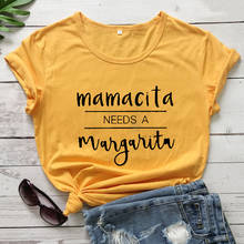Mamacita necessita uma camiseta feminina margarita, camiseta gráfica engraçada estilo verão, camiseta casual de algodão 2024 - compre barato