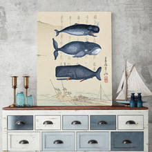 Impresiones de arte náutico de ballena, arte de pared japonés, pintura en lienzo, póster Vintage, decoración de baño, imagen de estilo japonés, decoración de pared 2024 - compra barato