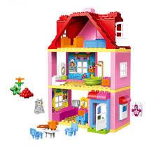 Blocos de construção clássicos de tamanho grande, tema de castelo rosa da princesa, blocos de construção, brinquedo de tijolos diy para crianças e meninas 2024 - compre barato