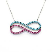 925 Sterling Silver Women Necklace with Infinity Model and Nano Turquoise Zircon Stone 2024 - buy cheap