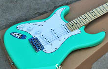 Alta qualidade FDST-1051 luz da mão esquerda cor verde corpo sólido branco pickguard maple fretboard guitarra elétrica, frete grátis 2024 - compre barato