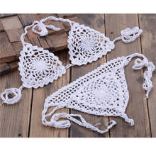2019 Handmade Crochet Micro Bikini Set G Thong String Beach Bathing Set Sexy Hollow See Through Lace Up Bikini Swimsuit Lingerie 2024 - buy cheap