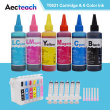 Aecteach 6 Color T0821 Printer Ink Cartridge For Epson Stylus RX615 RX690 1410 TX650 TX659 RX590 RX610 + 6×100ml Bottle Ink Kit 2024 - buy cheap