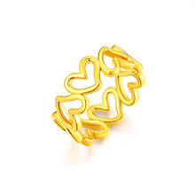 Pure 24K Yellow Gold Ring Women 999 Gold Heart Ring Band Fashion Ring Band 2024 - buy cheap
