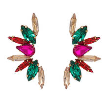 ZHINI New Arrive Statement Colorful Crystals Drop Earrings for Women High-quality Rhinestone Metal Jewelry 2020 Fashion brincos 2022 - buy cheap
