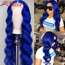 Blue Color 13x4 Lace Front Human Hair Wigs 180 Density Blue Body Wave Remy Brazilian Straight Lace Frontal Wigs For Women 2024 - buy cheap