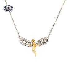 925 Sterling Silver Women Necklace with Angel Wing Evil Eye Design 2024 - buy cheap