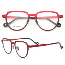 Vintage Women Round Eyeglass Frame Men Pure Titanium Eyeglasses Frames Retro Rx Glasses Frame Fashion Purple Red Optical Eyewear 2024 - buy cheap