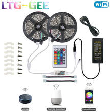 LTG DC 12V 5m 10m 15m WiFi LED Flexible Ribbon Light RGB Waterproof SMD 5050 LED Strip Tape +WiFi Remote Control + Adapter 2024 - buy cheap