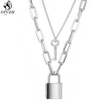 Oly2u Hip Hop Multi Layers Long Chain Necklace with Key Lock for Women Men Rock Padlock Pendant Necklaces Goth jewelry Collier 2024 - buy cheap