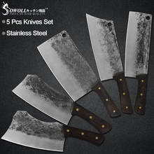 Sowoll faca de açougueiro forjada, artesanal, faca de açougueiro com cabo de madeira confortável, lâmina de martelo, faca de sobrevivência, ferramentas de chef de acampamento e caminhadas 2024 - compre barato