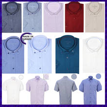 Camisa de algodão masculina de manga curta, camisa casual sólida de verão, oxford, com botão, top, hawai, bolso único, camisas turquia, vareta 2024 - compre barato