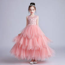 Summer Evening Bridesmaid Flower Dress Puff Princess Children's Party Wedding Dresses for Girls Prom Kids Clothes 11 14 Years 2024 - buy cheap