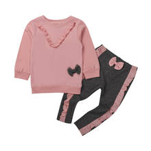 Комплект одежды для маленьких девочек PUDCOCO, футболка и длинные штаны, оптовая продажа 2024 - купить недорого