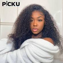 PICKU 4x4 Lace Closure Kinky Curly Wigs Curly Human Hair Wigs For Black Women Brazilian Lace Closure Wigs Pre-plucked Wolesale 2024 - buy cheap