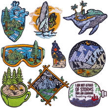 Diy Wilderness Patch Embroidery Patches Clothing Badge Whale/ Painting Patch Iron On Patches On Clothes Sewing Applique Jacket 2024 - buy cheap
