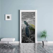 Популярная настенная дверь, морская черепаха, 3D дверная наклейка с животными, самоклеящиеся водонепроницаемые обои «сделай сам», плакат для украшения дома 2024 - купить недорого