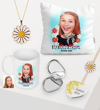 Women Custom Caricature Of Cup Floral Mirror Pillow Daisy Jewelry set-7 2024 - buy cheap