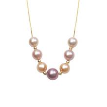 Madalena sarara colar 8-9mm aaa pérola perfeitamente redonda natural roxo pérola pura 18k corrente de ouro colar feminino estilo doce 2024 - compre barato