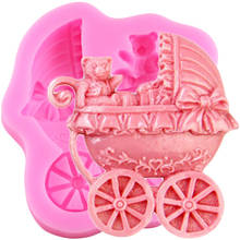 Bear Baby Carriage Car Bows Silicone Molds Baby Birthday Fondant Cake Decorating Tools Candy Polymer Clay Chocolate Soap Moulds 2024 - buy cheap