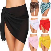 Women Short Sarongs Swimsuit Coverups Beach Bikini Wrap Sheer Short Skirt Chiffon Scarf Cover Ups for Swimwear 2024 - buy cheap
