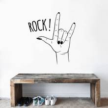 Rock n roll-adesivo de vinil para decoração de casa, arte da parede, decalque estético de mão para decoração de casa a001521 2024 - compre barato