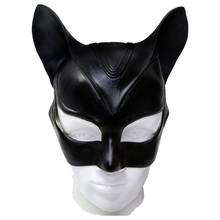 Fast delivery Cat woman Mask Latex Helmet Halloween Cosplay Prop Black Half Face Latex Mask Helmet Cosplay Party Mask 2024 - buy cheap