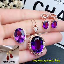 KJJEAXCMY Boutique Jewelry 925 Sterling Silver Inlaid Amethyst Necklace Pendant Ring Women's Suit Popular 2024 - buy cheap