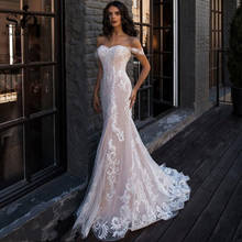 Off the Shoulder Mermaid Wedding Dresses Long Appliques Beach Bridal Gowns Lace Up Back Wedding Gowns robe de mariee 2020 2024 - buy cheap