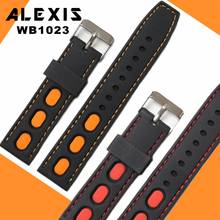 22mm Casual Black With Red Silcone Men Woman Watch Band Straps WB1023C22JB 2024 - buy cheap