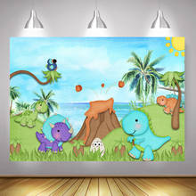 Dinosaur Children Birthday Photography Backdrop Oil Painting Newborn Baby Portrait Background Photocall Jungle Forest Volcanic 2024 - buy cheap