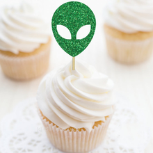 Personalised Alien glitter Cupcake Toppers,Custom Alien Theme Birthday Decor,Alien Party Supplies,Space Party Decor food picks 2024 - buy cheap